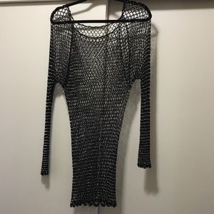 Crochet Knit Body-con Black Dress